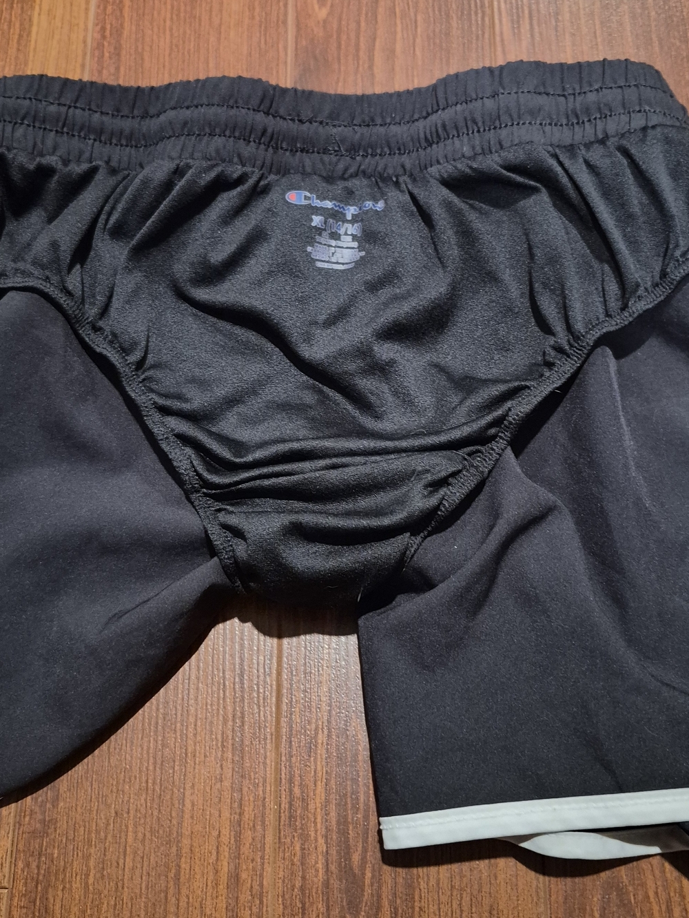 Champion Black Athletic Shorts with White Piping - Picture 3 of 4